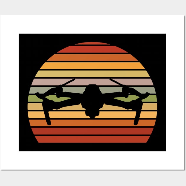 Drone Retro Sunset Vintage Wall Art by BIGUP